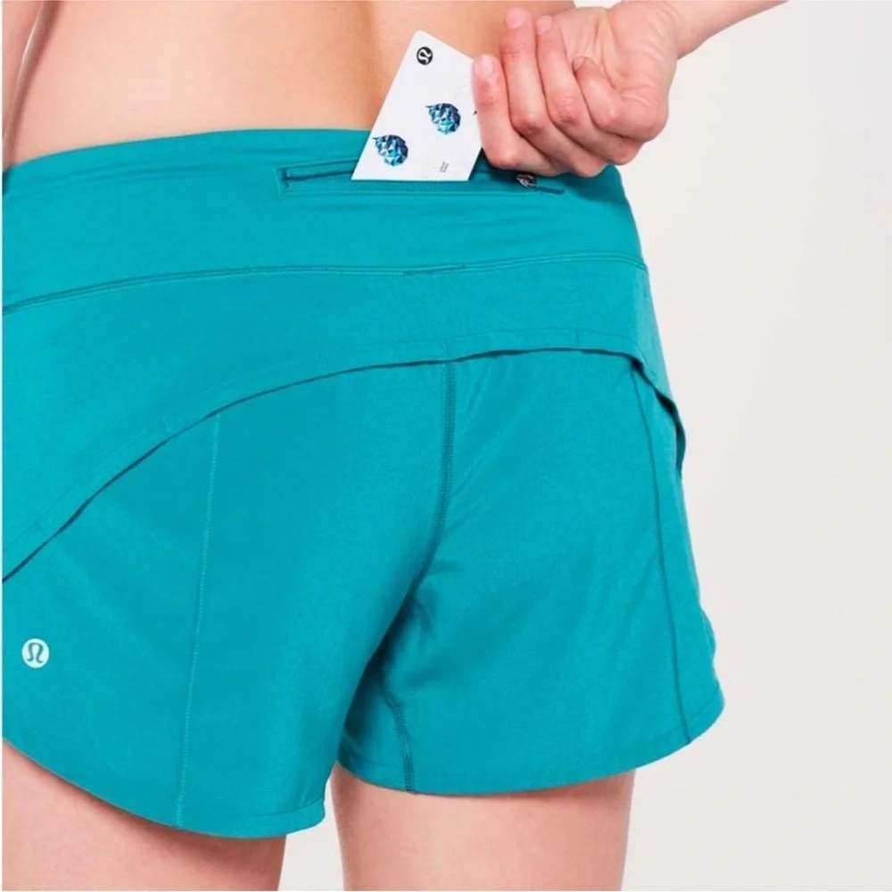 Lululemon Speed Up Mid-Rise Short 4" Inseam Teal Size 8 Running Workout Shorts